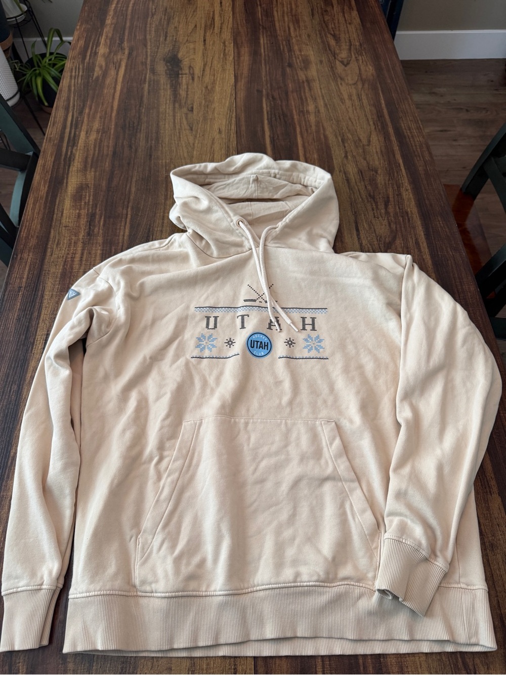 NHL Utah Hockey Club, UT Mammoth Cream Pullover Hoodie with Blue Logo